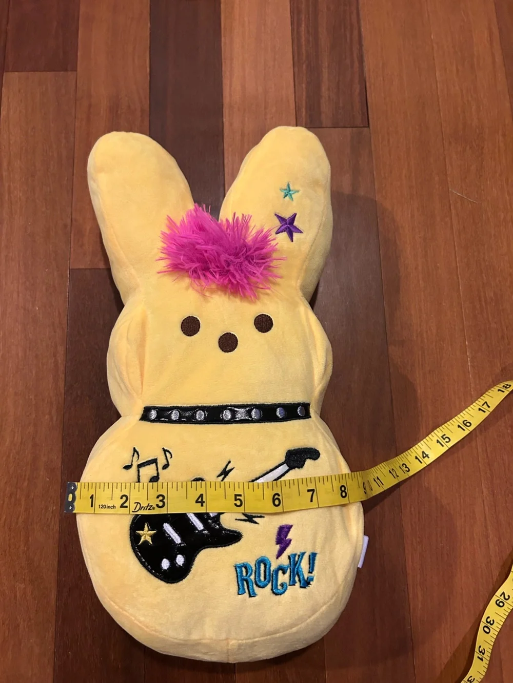 PEEPS 15 inch Yellow EMO Rock Star Bunny Plush Toy with Pink Mohawk